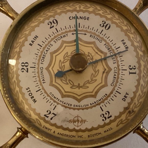 Solid Brass Thermometer / Barometer by Swift & Anderson, Boston Mass. - Picture 11 of 11